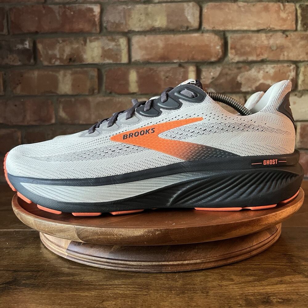 Brooks Ghost 17 Men's 12.5 4E Nitro Cushioned Running Gray Orange Shoes Sneakers